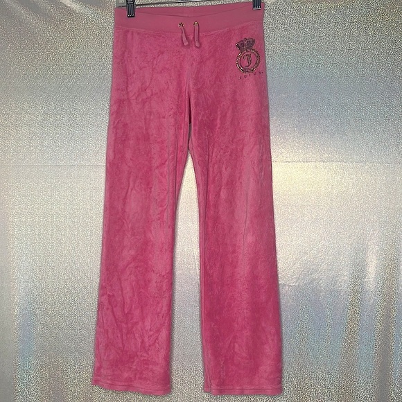 Juicy Couture Pants - Juicy couture pants velour velvet pink bling gold logo emblem bubblegum y2k